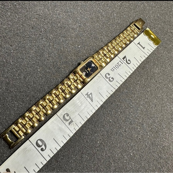 Bulova T4 Quartz Tank Watches His And Hers Gold Tone Black Dial Diamond Accents - Picture 8 of 8